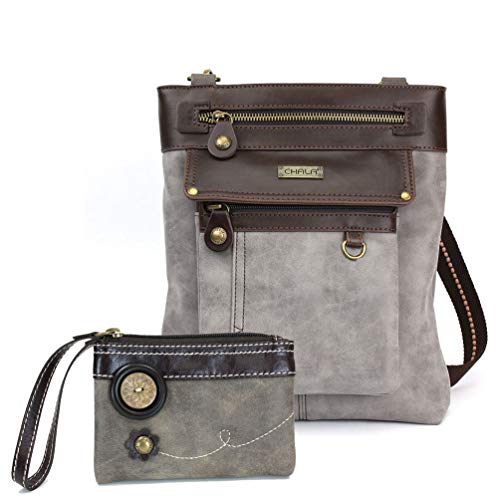 CHALA GEMINI Crossbody Faux Leather Gift Messenger Bag with Double Zip Wallet