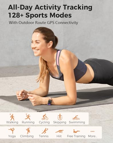 Health Fitness Tracker Smart Watch with 24/7 Heart Rate Blood Oxygen Blood Pressure Monitor Sleep Tracker 128 Exercise Modes Step Calorie Counter Pedometer IP68 Waterproof for Women Men Android iOS - Image 5