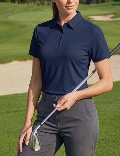 Image of TACVASEN Women's Golf Polo Shirts Short Sleeve UPF 50+ Sun Protection Golf Shirts for Women Quick Dry Collared Polos