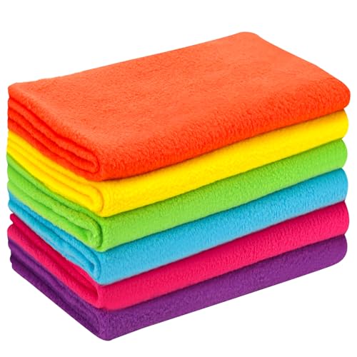 6 PCS 20x20 Knitted Polar Fleece Fabric Anti Pill Plush Fabric Patchwork Polyester Fleece Cloth for Blanket Pillow Cover DIY Craft Sewing (Rainbow)