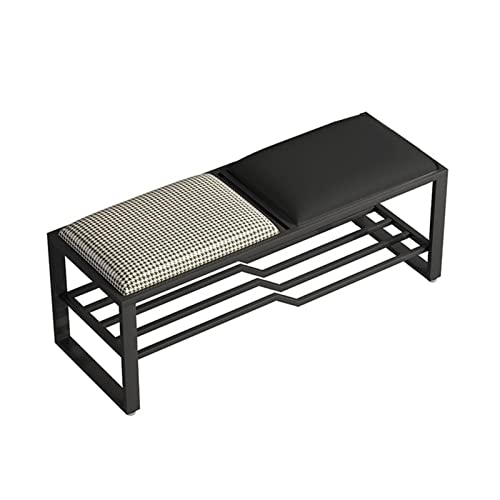 Banco Zapatero de Entrada con Almacenamiento, Taburete Zapatero de 2 Niveles para recibidor, Taburete Zapatero de Pasillo con Asiento tapizado, Armario metálico para ZAPA