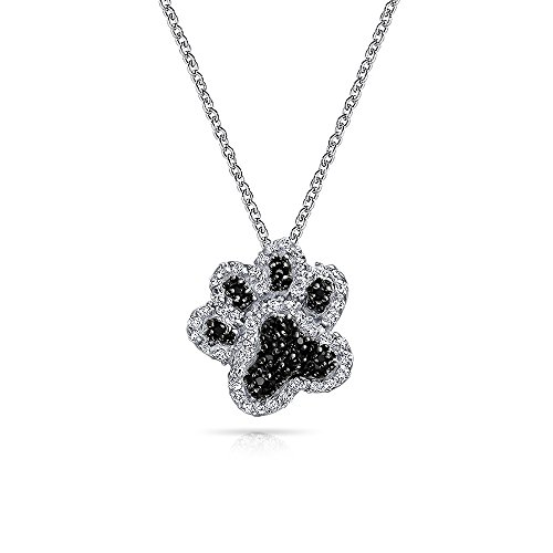 BFF Pet Animal Lover Black CZ Enamel Dog Cat Puppy Paw Print Earrings Necklace Pendent Bracelet For Women Gold Plated .925 Sterling Silver4