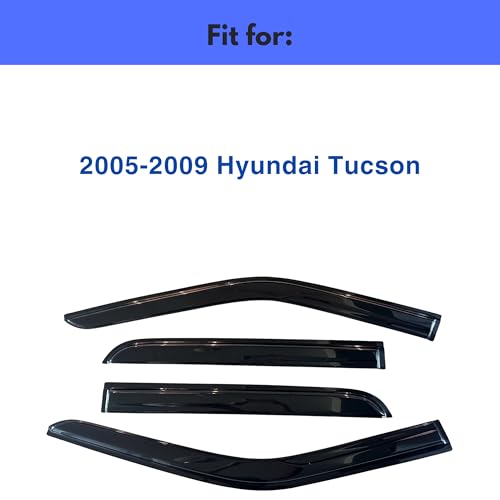 Image of IG Window Visors Fit for 2005-2009 Hyundai Tucson, Out-Channel Rain Guards Vent Wind Deflectors 4PC, Car Accessories for 05-09 Tucson