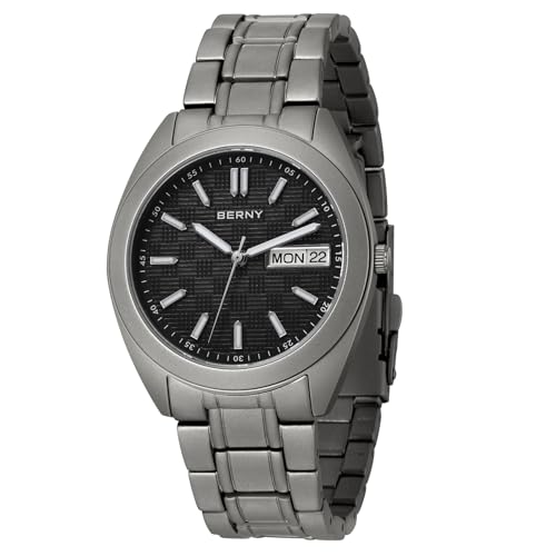 Image of BERNY Men's Titanium Watch 10ATM Waterproof Analog Quartz Watch with Super Luminous Pointer and Scale