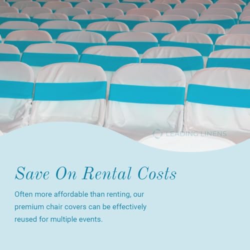Leading Linens 10 pc White Polyester Folding Chair Covers - Premium Durable Slipcovers for Party Events Wedding Reception Restaurant Dining Decorations