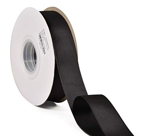 Yama Solid Grosgrain Ribbon Roll - 1 Inch 25 Yards For Gift Wrapping Ribbons, Black #TOP1