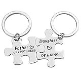 Xiahuyu Dad and Daughter Gift Keychain Fathers Day Gift Father of a Princess Daughter of a King Keychain Set Father Daughter Gift Christmas Birthday Gift for Dad from Daughter