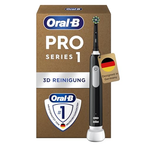 Oral-B Pro Series 1 Plus Edition Elektrische Zahnbürste mit 3 Aufsteckbürsten, Schwarz - Electric Toothbrush, Inkl. 3 Putzmodi für Zahnpflege, Designed by Braun