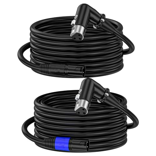 Câble XLR mâle vers femelle 3m avec connecteur mâle coudé à 90 degrés, lot de 2