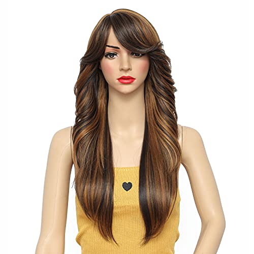 Balbrith Wigs for Black Women Female Wig Long Curly Wig Natural Looking Heat-resistant Artificial Fiber Colors (Multi-colored）