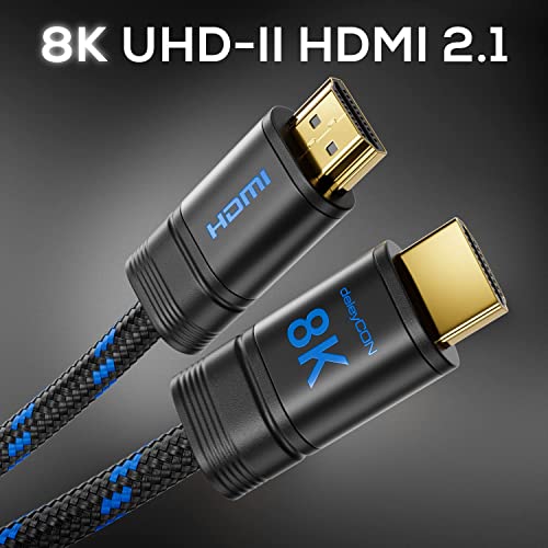 deleyCON 2m 8K UHD-II HDMI 2.1 Nylon Kabel 4320p 2160p 8K@60Hz 4K@120Hz 7680x4320p Metallstecker Dolby DTS HDR eARC CEC HDTV Ethernet – Bild 3