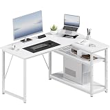 JUMMICO Scrivania Angolare Compatta a Forma L 100 x 80 cm Bianco