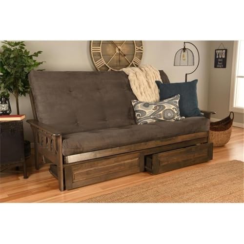 Kodiak Furniture AZQTSDRWSGRYLF6MD4 Kodiak Tucson Queen Futon Frame With Storage Drawers - Wood Futon Set thumb #5