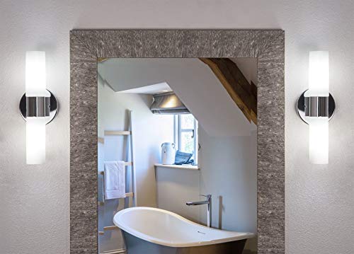 Kira Home Duo 14" Modern Wall Sconce With Frosted Glass Shades, For Bathroom/Vanity, Chrome Finish #TOP6
