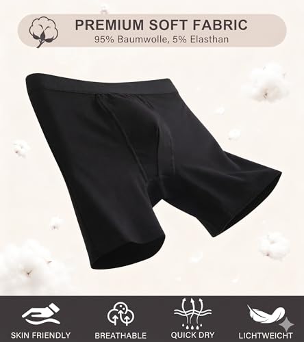 Bóxer para hombre de algodón largos FINETOO ropa interior deportiva pack de 6 6