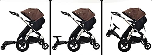 Buggy Board für Kinderwagen, Universal Kiddy Board Buggyboard mit Sitz 360 Grad Stabiles Zweirad für Kinder von 2–6 Jahren (25 kg)