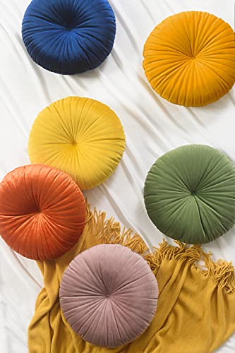 Roslynwood Shelly Round Solid Light Green Velvet Chair Cushion Couch Pumpkin Throw Pillow Home Decorative Seashell Floor Pillow, 16X16 Inch #TOP4