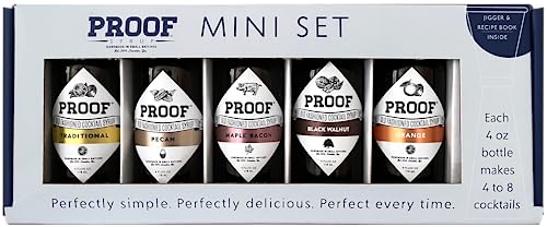 Proof Syrup Old Fashioned Cocktail Mixer Set w/5 Flavors (4oz Bottles) | Makes 8 Cocktails per Bottle | Hand-Crafted Old Fashioned Syrup w/Real Bitters & Organic Sugar