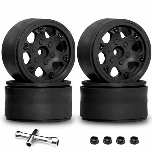 RC�J�[�^�C�������Z�b�g Compatible With Axial For SCX10 UTB10 For TRX4 For TRX6 Gen7 Gen8 1/10 RC�N���[���[�J�[�p�[�c�A�N�Z�T���[ 1.9 �v���X�`�b�N�r�[�h���b�N�z�C�[��(Blac