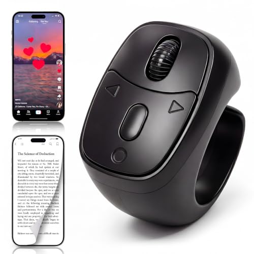 TikTok Scrolling Ring for iphone, Bluetooth Page Turner for iPad iOS Android Tablet, Fingertip Wireless Scroller Page Turner for, TikTok, YouTube, Instagram, Android Phone, Camera Remote Control