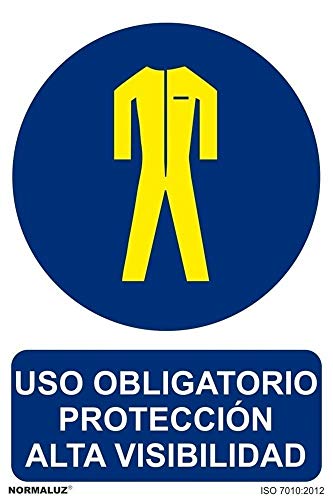 Normaluz Rd20070 - Señal Uso Obligatorio Protección Alta Visibilidad Pvc Glasspack 0,7Mm 21X30 Cm Con Cte, Ripci