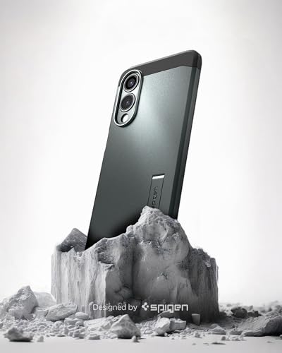 Image of Spigen for Galaxy S25 Edge Case, Tough Armor MagFit [Kickstand] [Compatible with MagSafe] [Military-Grade Protection] - Abyss Green
