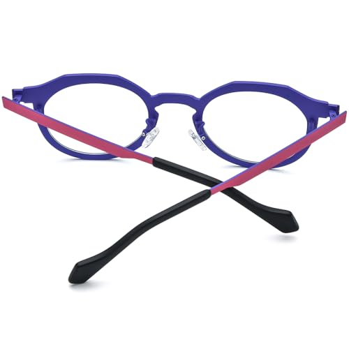 Image of FONEX Colorful Pure Titanium Glasses Frame Women Retro Round Eyeglasses
