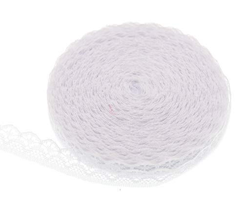 ATRibbons 25 Yards White Lace Trim Roll Patterns Lace Ribbon for Sewing Making,Gift