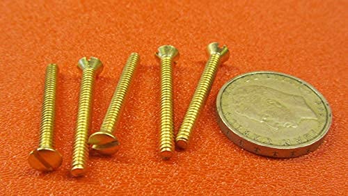 Brass Oval Head Slotted Machine Screws, FT, 6-32 Thread Size x 1-1/4 Length, 50 Pcs