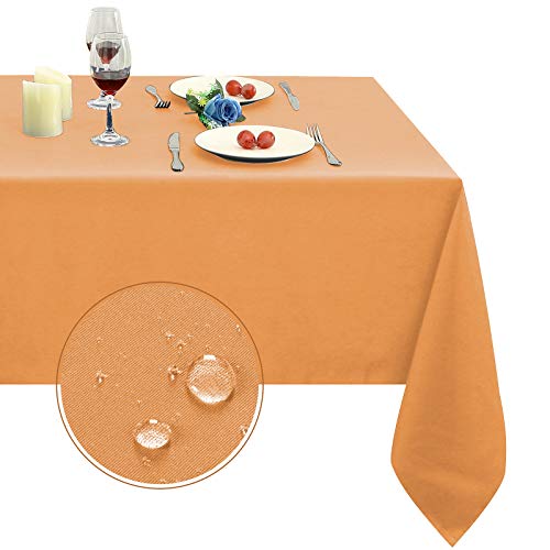 Image of Obstal 210GSM Rectangle Table Cloth, Orange, 60 x 102 Inch | Heavy Duty Water Resistance Microfiber Tablecloth, Decorative Fabric Table Cover for Outdoor and Indoor Use