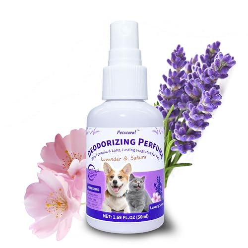 Petstoral Deodorizing Perfume Spray for Pets, luxury Scent, Long-Lasting Fragrance (1.69 Fl Oz, Lavender & Sakaru)