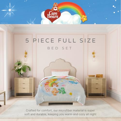 Image of Care Bears Classic Super Soft Cozy Reversible Microfiber Comforter and Sheet Set, 5 Piece Full Size, (Official Licensed Product) By Franco Collectibles