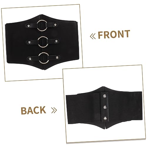 Elastic Wide Waist Belt for Women Vintage Renaissance Corset with Imitation Leather Fits Waist Cincher for Dresses and Shirts 7