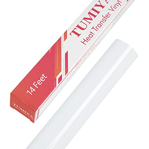 Tumiya Heat Transfer Vinyl Roll, 12 In X 14 Feet White Htv Vinyl For T Shirt Htv Vinyl (White,14 Feet) #TOP27
