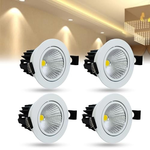 Image of D'Mak Moveble LED COB Light | Recessed LED Ceiling Light for Indoor Lighting | Warm White Color | Aluminium Body (4, 12 Watt)