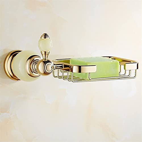 Zplmw Soap Dish, Shelf All Copper Crystal Gold Metal Pendant Continental Shelf Bathroom Soap With Soap Jade And Porcelain Blue Frame (Color : Yellow) #TOP6