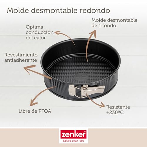 Miniatura 2 de Zenker Black Metallic Molde Desmontable 20 Cm 1 Fondo, Molde Reposteria, Molde Tarta O Molde Bizcocho En Acero Con Revestimiento Antiadherente, Resistente Hasta 230 C, Color Negro, 20x6,5 Cm, 1 Ud.