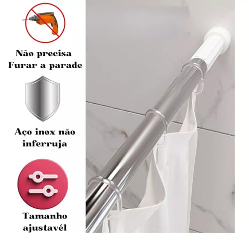 Varão Extensível Bastão P/cortina Box Banheiro 1.10 A 2m Top