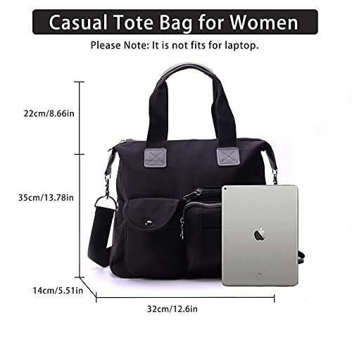 Nz Sixvona Tote Bag For Women, Lightweight Casual Shoulder Bag With Multi Pockets Diaper Top Handle Bag For Gym, Travel, Work, Outdoor- Black #TOP1