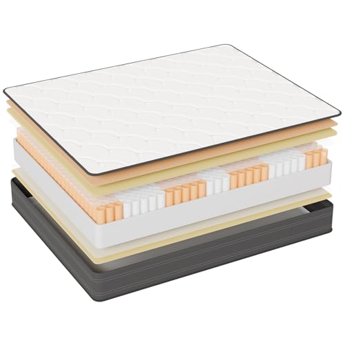 ROYGBIV Taschenfederkernmatratze 22 cm – 7-Zonen Matratze mit Komfortschaum und Stabiler Unterstützung (90 x 200 x 22 cm)