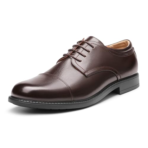 Bruno Marc Men's Dress Oxford Shoes Classic Lace Up Formal Cap Toe Shoes 7.5 Dark Brown