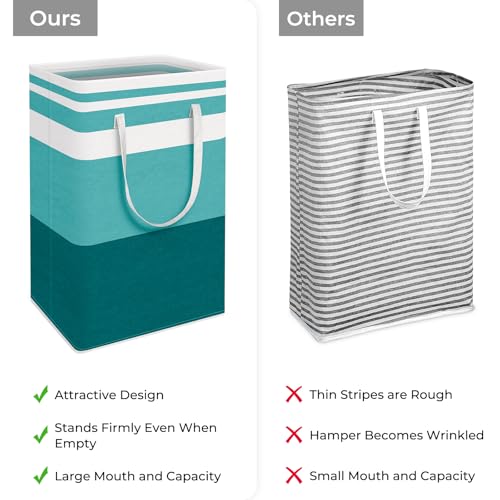 HomeHacks 2-Pack Large Laundry Basket, Waterproof, Freestanding Laundry Hamper, Collapsible Tall Clothes Hamper with Extended Handles for Clothes Toys in the Dorm and Family (Green, 88L)