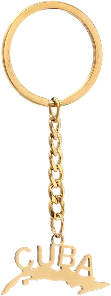 Stainless Steel Cuba Map Keychain for Women Pendant Silver Color Gold Color Jewelry