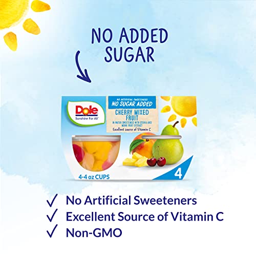 Dole Fruit Bowls Cherry Mixed Fruit No Sugar Added, Back To School, Gluten Free Healthy Snack, 4Oz, 4 Cups #TOP2