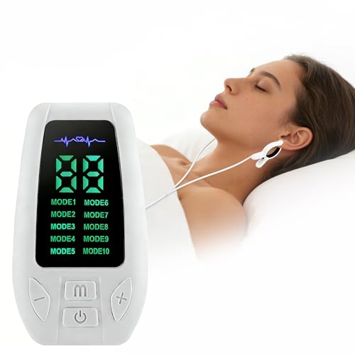 WUGEIN EMS Sleep Aid Device Auricular Vagus Nerve Stimulator Microcurrent Sleep Aid Device with 10 Modes & 30 Adjustable Gears Stress Relief and Recover Relaxation Device for Insomnia Solution