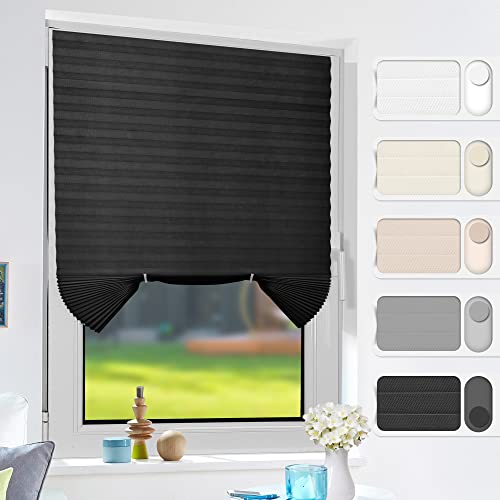 6 Pack Temporary Window Shades Cordless Blinds Light Filtering Pleated Fabric Shade Easy to Cut and Install, with 12 Clips, 48