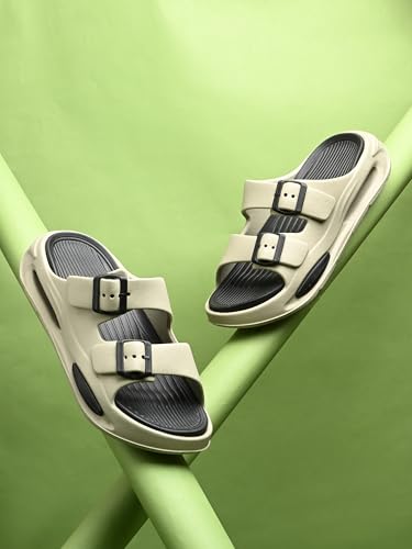 Image of DOCTOR HEALTH SUPER SOFT Men EVA Double Strap Sandals | Adjustable Buckle Comfort Slides | Lightweight Anti-Slip Casual Slippers for Indoor Outdoor Everyday Wear