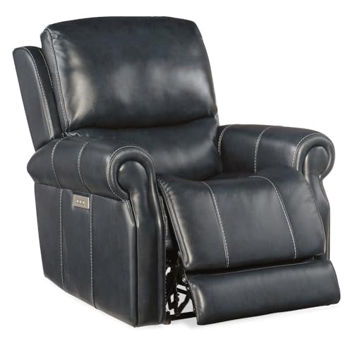 Sillón reclinable cuero azul con respaldo eléctrico miniatura 5