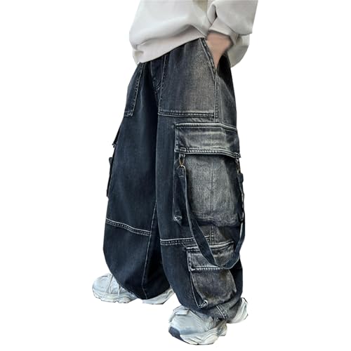 Boys Versatile Jeans - 6 Pocket Versatile Casual, Functional, Jogging, Metal Zipper Street Casual Jeans2