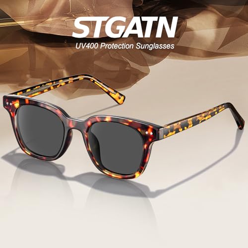 STGATN Acetate Polarized Sunglasses for Women UV Protection Retro Square Frame Trendy Style Sun Glasses3